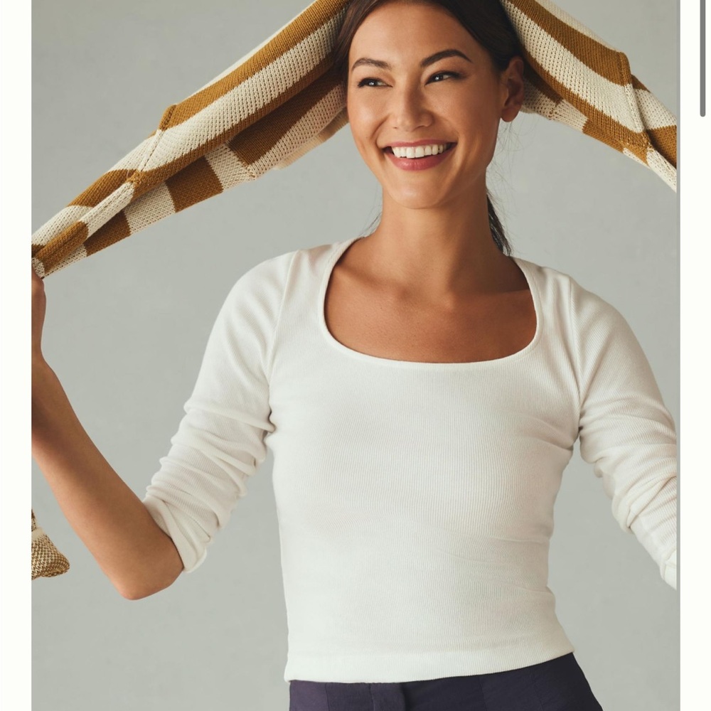 Maeve Small white ribbed long sleeve
